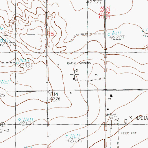Topographic Map of KWKA-AM (Clovis), NM