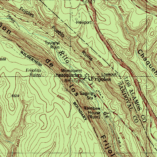 Topographic Map of Frijoles, NM
