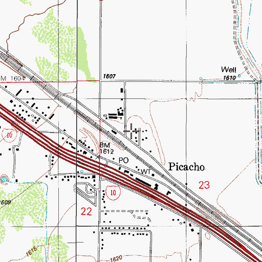 Topographic Map of Picacho, AZ