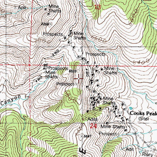 Topographic Map of Old Commodore Mine, NM
