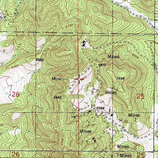 Topographic Map of Robert E Lee Mine, NM