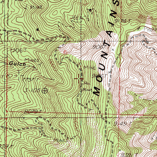 Topographic Map of Black Cloud and Mistletoe Mine, NM