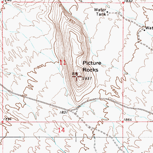 Topographic Map of Picture Rocks, AZ