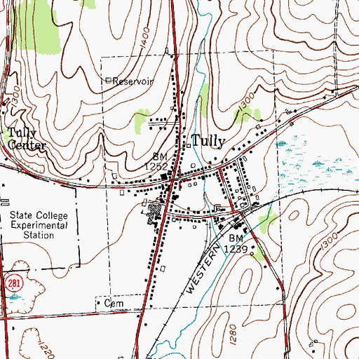 Topographic Map of Tully, NY