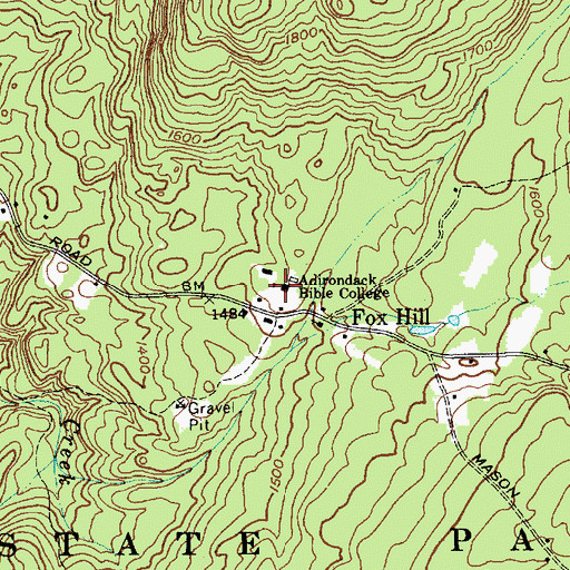 Topographic Map of Adirondack Bible College, NY