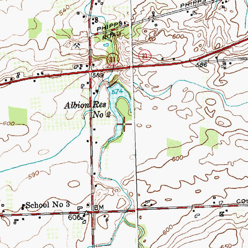 Topographic Map of Albion Reservoir Number Two, NY