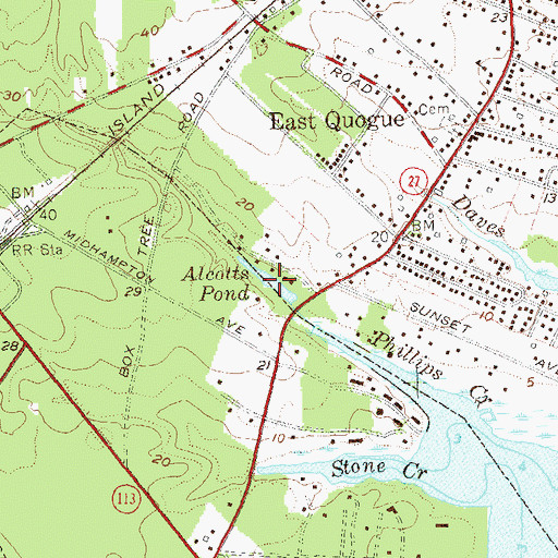 Topographic Map of Alcotts Pond, NY