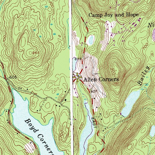 Topographic Map of Allen Corners, NY