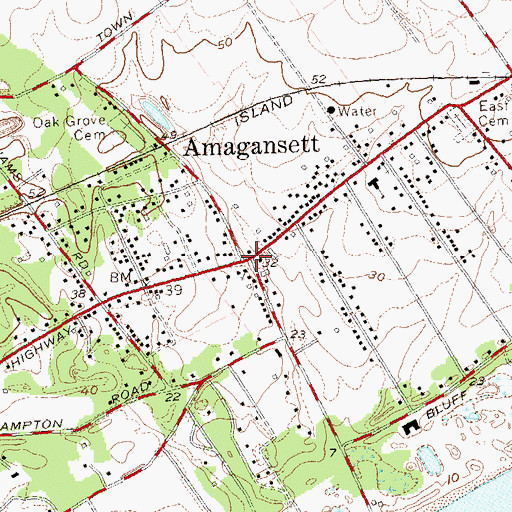 Topographic Map of Amagansett, NY