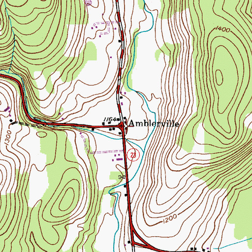Topographic Map of Amblerville, NY