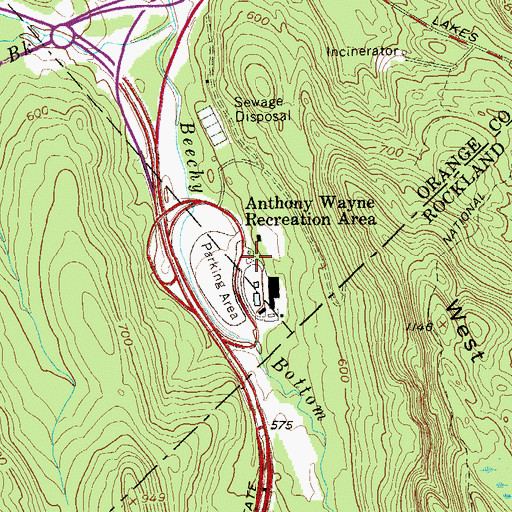 Topographic Map of Anthony Wayne Recreation Area, NY