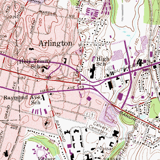 Topographic Map of Arlington, NY