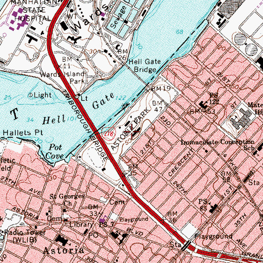 Topographic Map of Astoria Park, NY