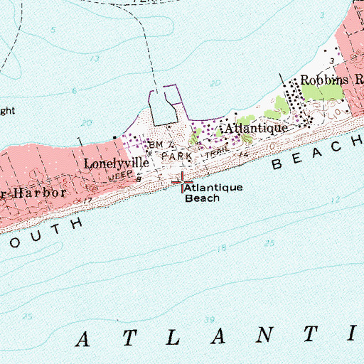 Topographic Map of Atlantique Beach, NY
