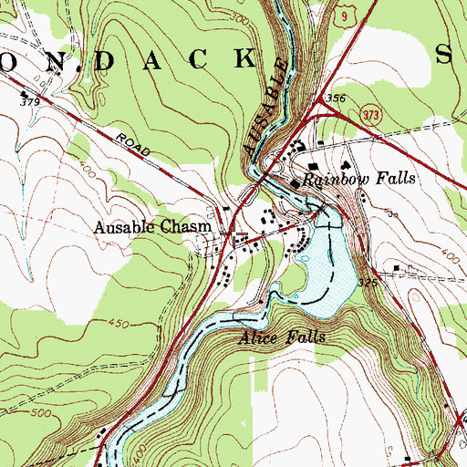 Topographic Map of Ausable Chasm, NY