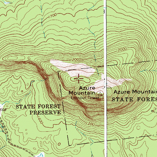 Topographic Map of Azure Mountain, NY