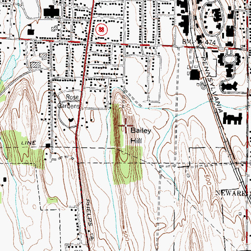 Topographic Map of Bailey Hill, NY