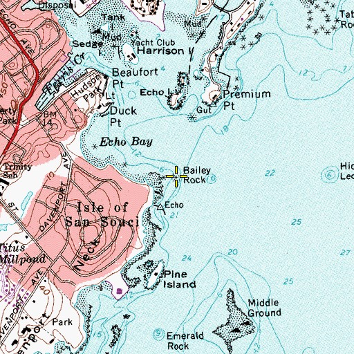 Topographic Map of Bailey Rock, NY