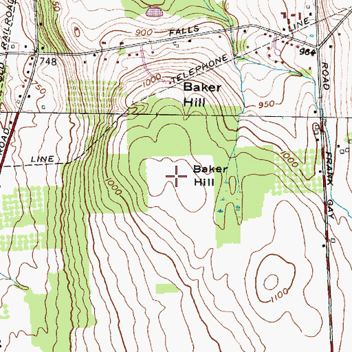 Topographic Map of Baker Hill, NY
