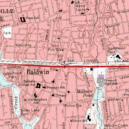 Topographic Map of Baldwin, NY