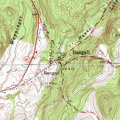 Topographic Map of Bangall, NY