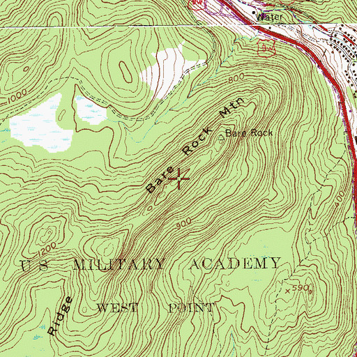 Topographic Map of Bare Rock Mountain, NY