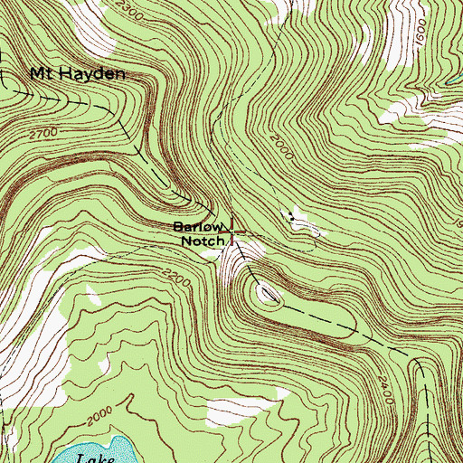 Topographic Map of Barlow Notch, NY