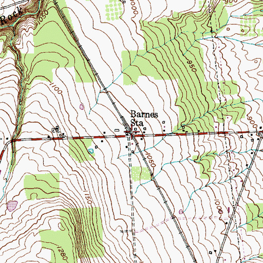 Topographic Map of Barnes Station, NY