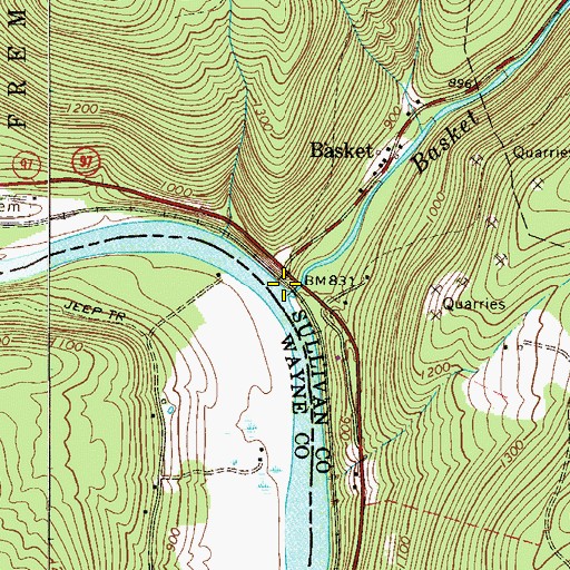 Topographic Map of Basket Creek, NY