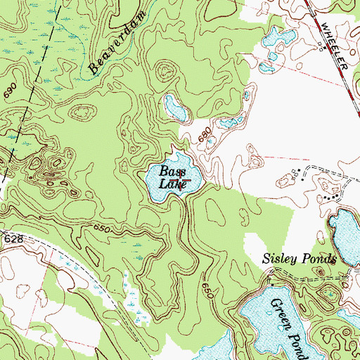 Topographic Map of Bass Lake, NY