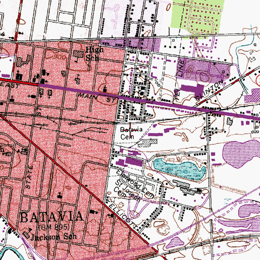 Topographic Map of Batavia Cemetery, NY