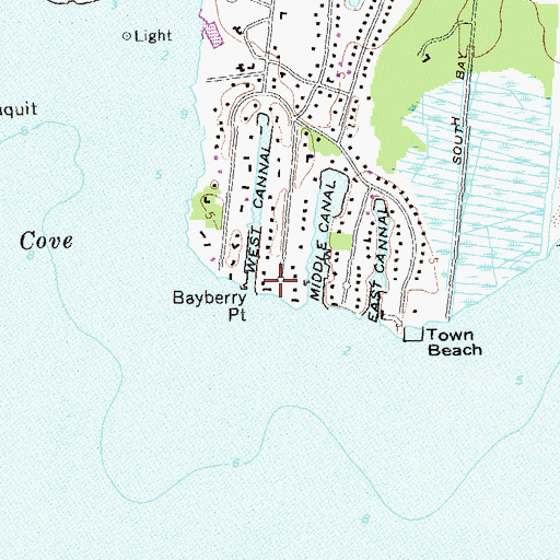 Topographic Map of Bayberry Point, NY