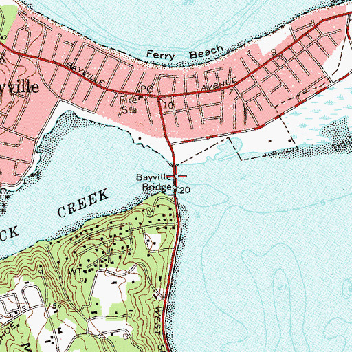 Topographic Map of Bayville Bridge, NY
