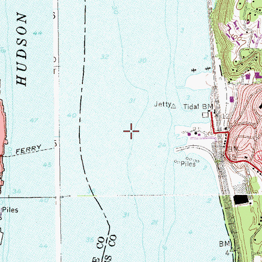 Topographic Map of Beacon-Newburgh Ferry, NY