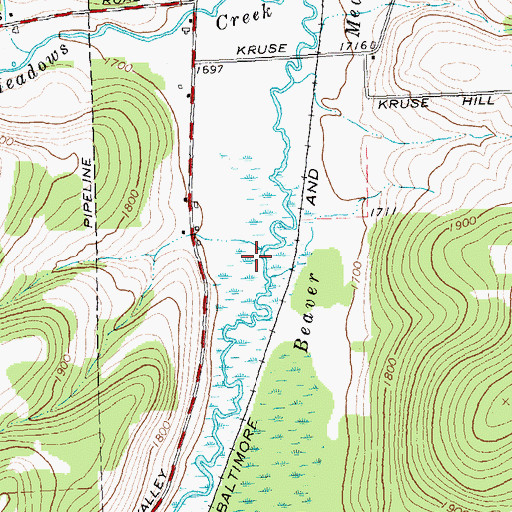 Topographic Map of Beaver Meadows, NY