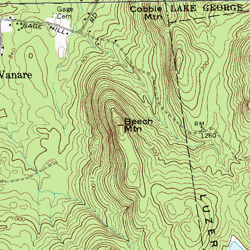 Topographic Map of Beech Mountain, NY