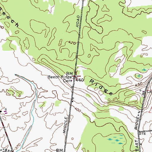 Topographic Map of Beech Ridge Cemetery, NY