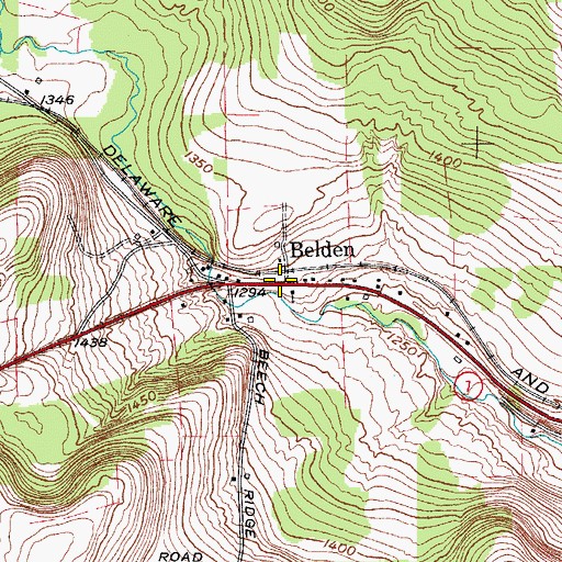 Topographic Map of Belden, NY