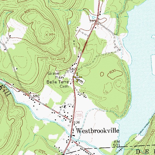 Topographic Map of Belle Terre Cemetery, NY