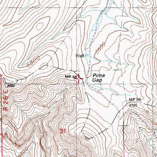 Topographic Map of Pima Gap, AZ