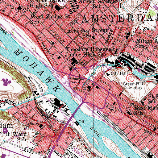 Topographic Map of Bergen Park, NY