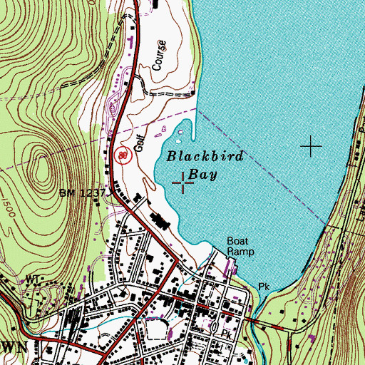 Topographic Map of Blackbird Bay, NY