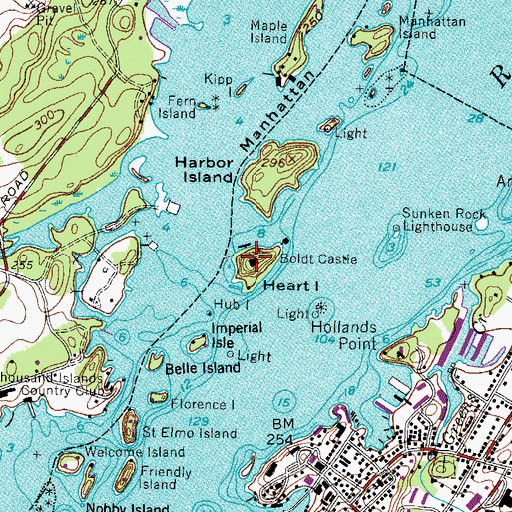 Topographic Map of Boldt Castle, NY