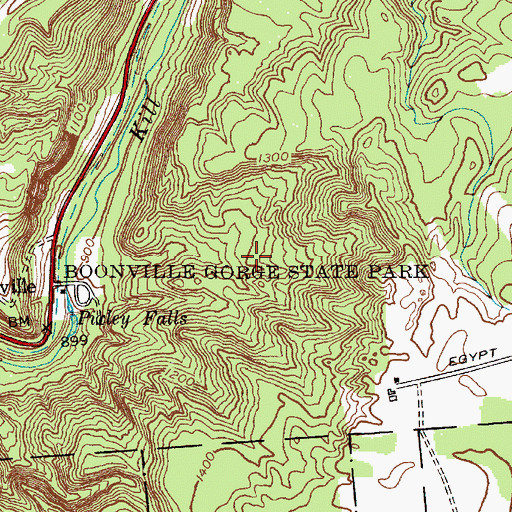 Topographic Map of Boonville Gorge State Park, NY