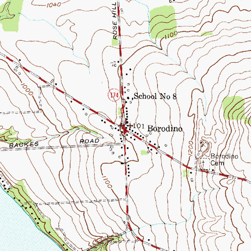 Topographic Map of Borodino, NY