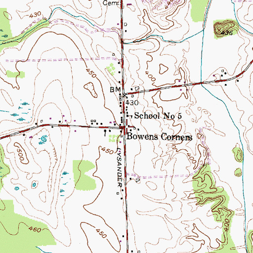Topographic Map of Bowens Corners, NY