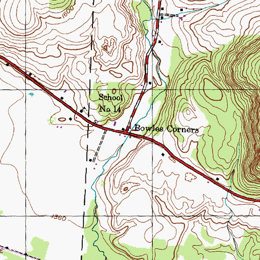Topographic Map of Bowles Corners, NY