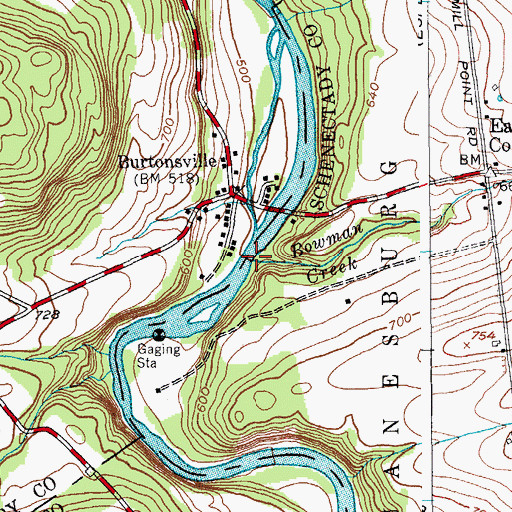 Topographic Map of Bowman Creek, NY