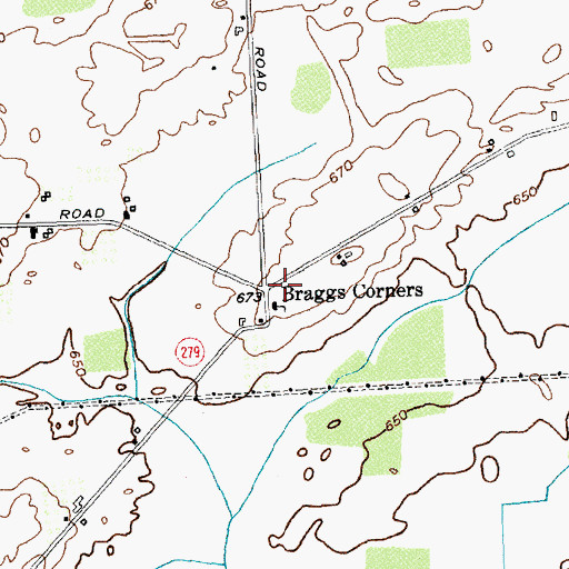 Topographic Map of Braggs Corners, NY
