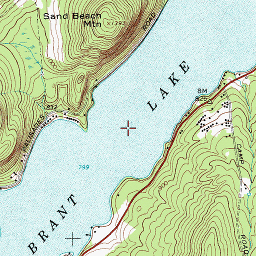 Topographic Map of Brant Lake, NY